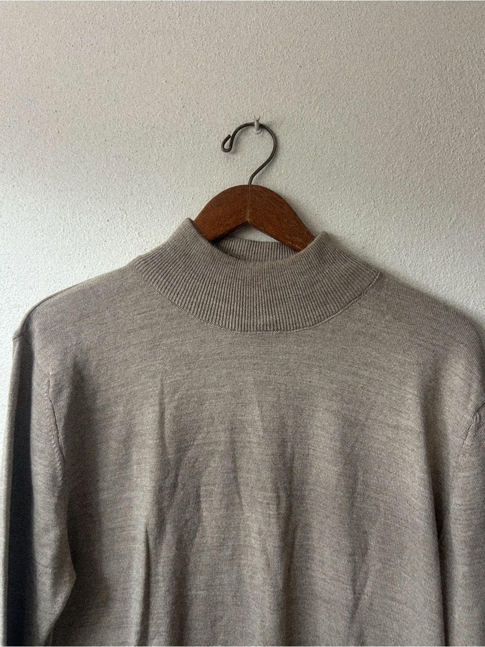 Men's Mock Neck Sweater in Light Taupe